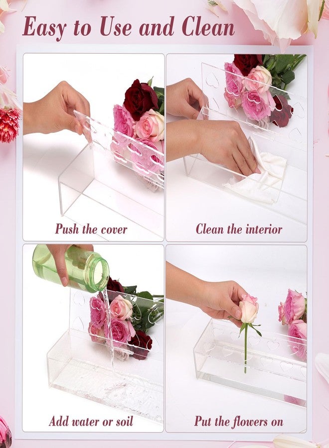 ShinePick 2 Pack Acrylic Flower Vase Rectangular, Clear Acrylic Flower Vase, 24 Inch Long Floral Centerpiece for Dining Table Decor, Clear Vases with 12 Holes,Modern Flower vase for Home/Wedding/Party - Image 5